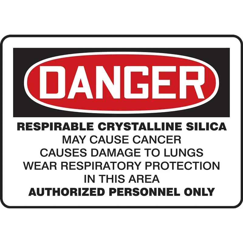 Panduit PRS1014D7346 - Safety Sign, 10.0"H x 14.0"W, Danger 'Respirable Crystalline Silica', Polyehtylene Plastic, Red/ Black on White