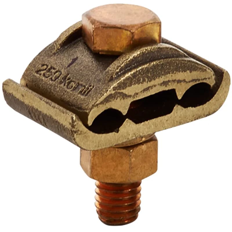 Mechanical Grounding Connector, 2 Cables to Bar, 4 Str. - 300 kcmil, 1/2" Stud