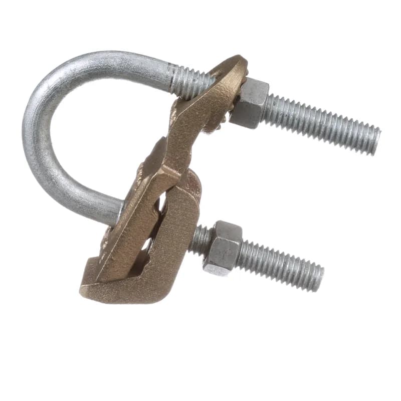 Bronze Ground Clamp Connector,Paralell or Perpindicular to Pipe, 4 AWG -4/0 AWG Str. copper wire to 1-1/4" - 2" Pipe