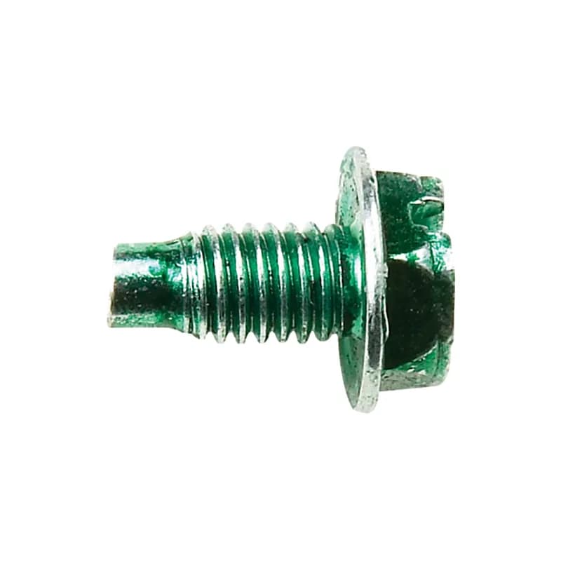 Green Bonding Screw, #10-32 Thread Size, 3/8" Long, Slotted, #2 Philips, Hex Head, #2 Robertson with Tapered Die Point