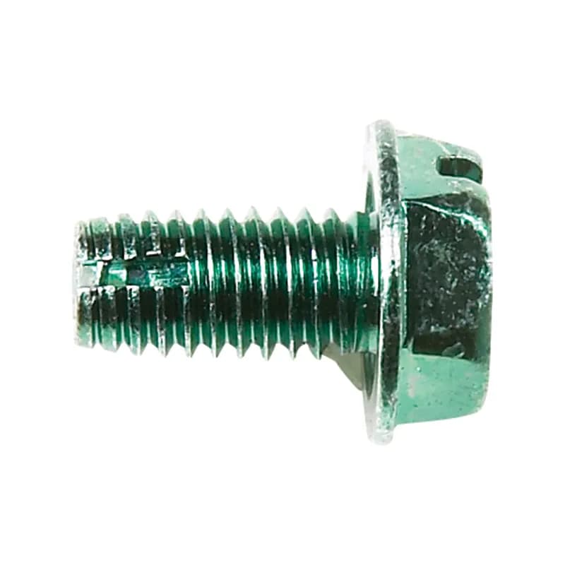Green Thread Forming Bonding Screw, #10-32 Thread Size, 3/8" Long, Slotted, #2 Philips, Hex Head with Cutting Point