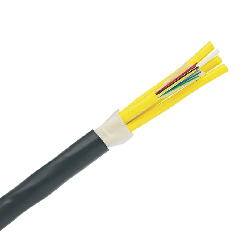 This 12-Fiber Indoor-Outdoor Cable is OS2, Low Smoke Zero Halogen (LSZH) rated and features 900um buffered fibers.