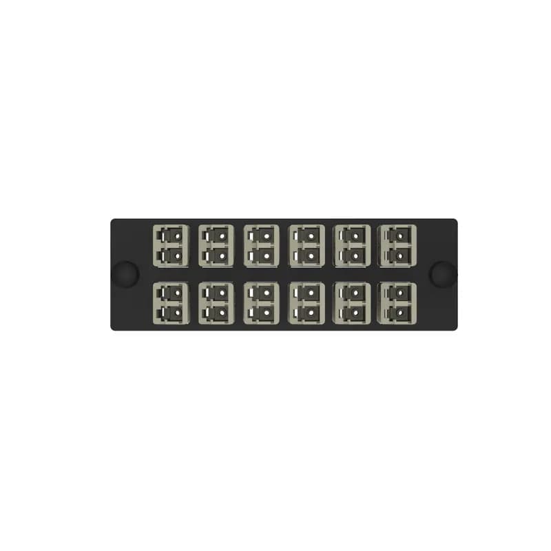 Panduit FAP12WEIDLCZ - The Opticom  LC fiber adapter panel is OM4 and is loaded with 12 LC duplex fiber optic adapters. The fiber optic adapters are Keyed F-Dark Blue and has zirconia split sleeves.