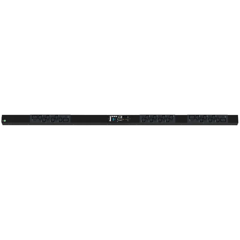 This Panduit G5 Monitored & Switched per Outlet PDU features (20) C13 and (4) C19 outlets. It is a 16 amp, 230 V, single phase PDU with an IEC 60309 2P+E 6h 16A (IP44) input plug and a 10 foot (3m) power cord.