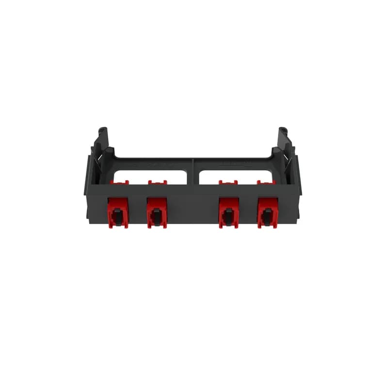 The QuickNet  SFQ MPO Fiber Adapter Panel   Type A features 4 MPO key-up/key-down adapters. It snaps quickly into the rear of QuickNet  Patch Panels for easy network deployment and quick migration. It is red and comes with installed dust caps.