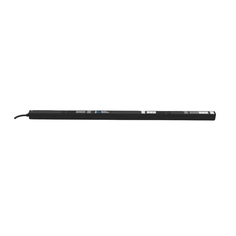 This Panduit Monitored & Switched per Outlet PDU is tailored for sophisticated power management, equipped with (18) C13 and (6) C19 outlets for diverse power needs. It has a 16 amp capacity, operating at 400 V in a three-phase system, ensuring robust and reliable power distribution. The PDU features a 10-foot (3m) power cord and a durable IEC 60309 3P+N+E 6h 16A (IP44) input plug for secure connections. Ideal for environments requiring precise control and monitoring.