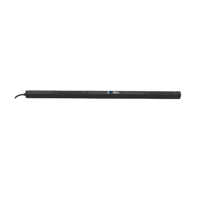 This Panduit Monitored Switched PDU offers advanced power management, featuring (20) C13 and (4) C19 outlets for versatile connectivity. It operates with a 16 amp capacity at 230 V in a single-phase system, providing efficient and stable power distribution. The PDU is equipped with a 10-foot (3m) power cord and durable IEC 60309 2P+E 6h 16A (IP44) input plug, ensuring a secure and reliable connection. Ideal for controlled and monitored power delivery.