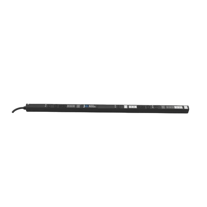 This Panduit Monitored Switched PDU is designed for advanced power management, featuring (18) C13 and (6) C19 outlets, catering to diverse power needs. With a 32 amp capacity, it operates at 400 V in a three-phase system, providing efficient and reliable power distribution. The PDU includes a 10-foot (3m) power cord and a robust IEC 60309 3P+N+E 6h 32A (IP44) input plug, ensuring secure and durable connections. Ideal for environments requiring detailed power monitoring and control.