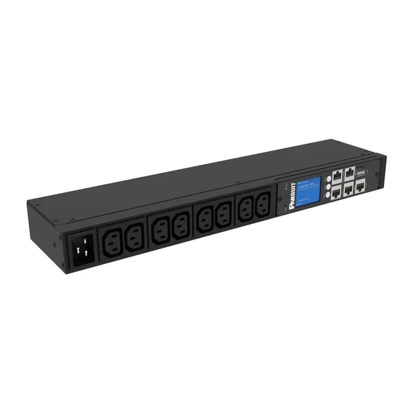 This Panduit Monitored Input PDU is designed for precise power management, featuring (8) C13 outlets suitable for various applications. It operates with a 16 amp capacity at 230 V in a single-phase system, ensuring efficient power delivery. The PDU comes equipped with a IEC C20 Inlet and no cord. Ideal for environments where power usage monitoring is essential.