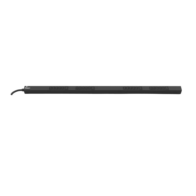 This Panduit Basic PDU stands out for its powerful configuration, offering 16A, single phase, capacity with an array of outlets (20) C13 and (4) C19 to cater to diverse power needs. Its robust design includes an IEC 60309 2P+E 6h IP44 input plug, ensuring a secure connection. The 3-meter cord and top-fed design provide ease of installation and flexibility in various setups. Ideal for efficient power distribution, this PDU is a reliable choice for advanced power management.