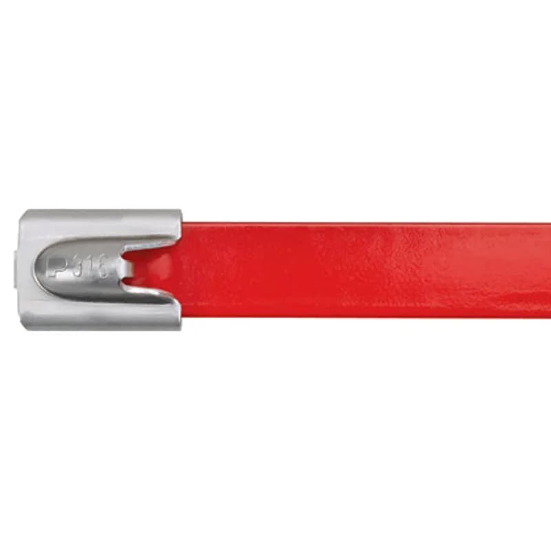 Pan-Steel Polyester Fully Coated Cable Ties speed up installation with a unique self-locking head design that locks into any part of the tie. Plus, 316 stainless steel is wrapped in UV-resistant, halogen-free, low-smoke Polyester to promote worker safety and reliability in corrosive, high-vibration, temperature-extreme environments. Heavy cross section, Max bundle diameter: 2.0in, 7.9in, Tensile strength: 1112, Red, 50pc.