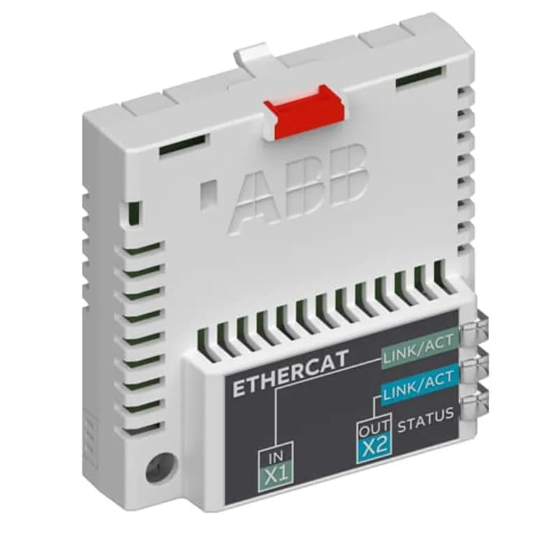 ABB - Low Voltage Drives FECA-01-KIT - The FECA-01 EtherCAT adapter module enables connection of a drive to an EtherCAT network. The module is classified as a complex slave device. FECA-01 supports the CANopen application layer over EtherCAT (CoE), which provides the familiar CANopen communication mechanisms: Service Data Objects (SDO), Process Data Objects (PDO) and network management similar to the CANopen protocol.