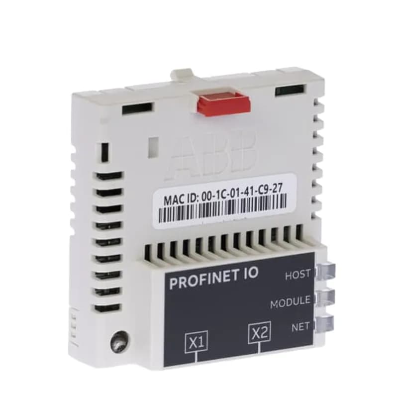 The FPNO-21 dual-port Ethernet adapter module enables the connection of a drive to an Ethernet network, utilizing twisted pair as the physical media in either a star or daisy chain topology. FPNO-21 supports Profinet IO communication protocols; 10 Mbit/s and 100 Mbit/s data transfer rates, and; automatically detects the data transfer rate used in the network.