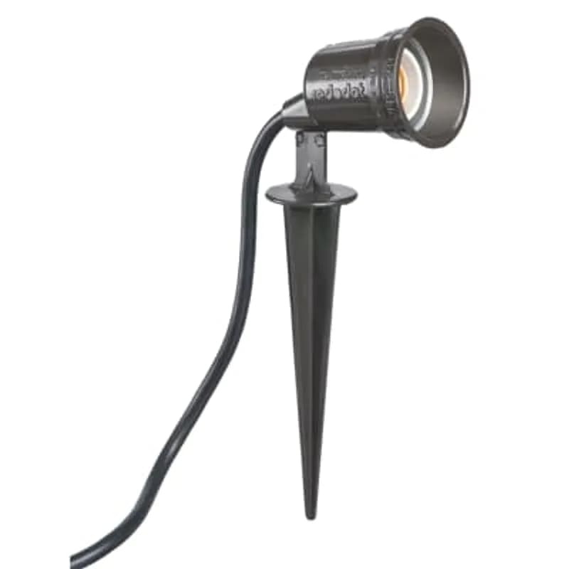 Portable Outdoor Spike Light, 6 Foot Cord, Bronze, Aluminum