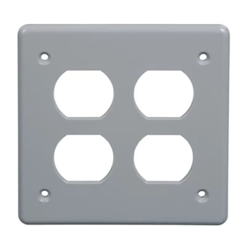 2-Gang Double Duplex Receptacle Box Cover - Gray