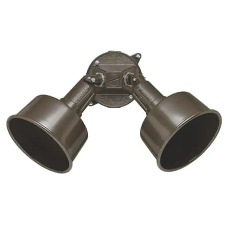 ABB - Installation Products B228BRE-R - Contemporary Round Weatherproof Floodlight Kit, 2 Lamps, Depth 11 Inches, Width 5-1/2 Inches, Height 7-3/4 Inches, Bronze, Aluminum, 150 Watt Maximum, Includes Two Reflectors, Round Cover, Gasket, and Hardware