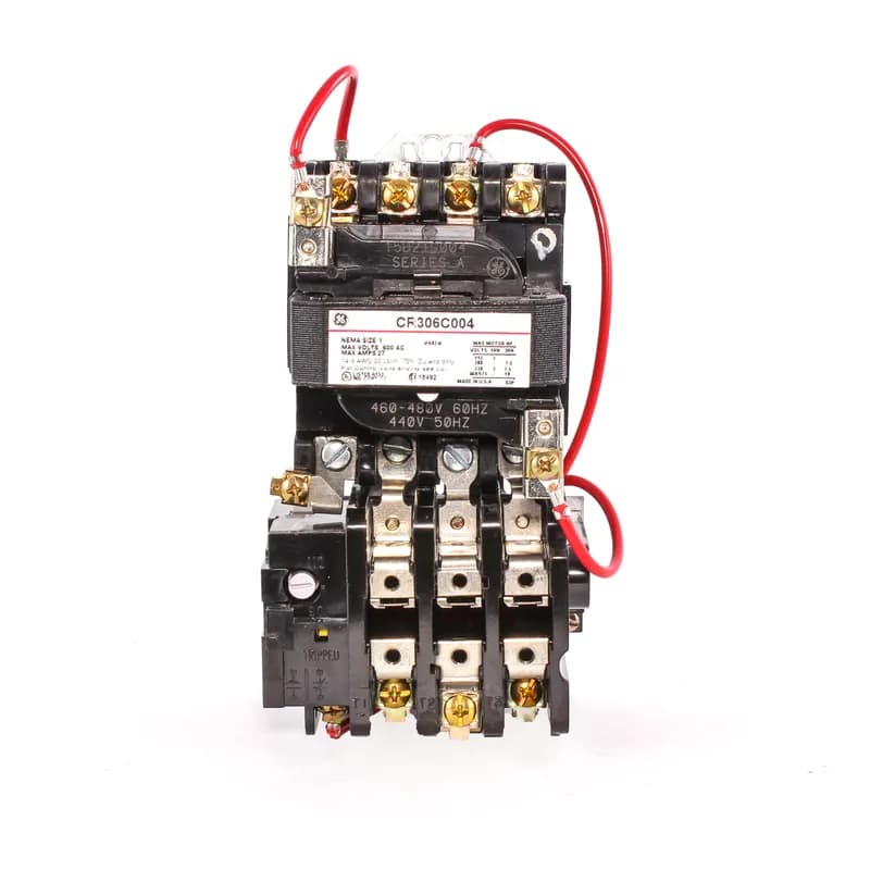 CR306, Three-Phase Magnetic Starters. NEMA Size: 1. Open Type. Horse power: 10. Motor full load current should not exceed continuous ampere rating of the starter.