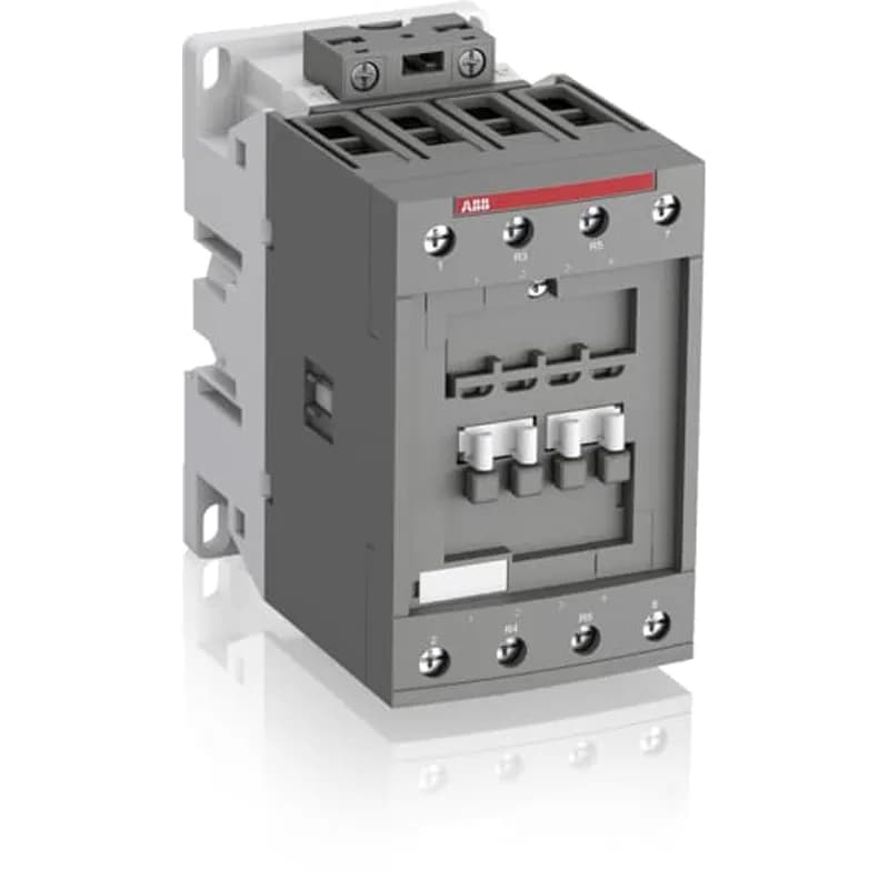 AF40 4-pole contactors are used for controlling power circuits up to 690 V AC and 440 V DC. They are mainly used for controlling non-inductive or slightly inductive loads (i.e. resistance furnaces...). AF... contactors include an electronic coil interface accepting a wide control voltage Uc min. ... Uc max. Only four coils cover control voltages between 24...500 V 50/60 Hz or 20...500 V DC. AF contactors can manage large control voltage variations. One coil can be used for different control voltages used worldwide without any coil change. AF contactors have built-in surge protection and do not require additional surge suppressors. The AF... series 4-pole contactors are of the block type design. - Main poles and auxiliary contact blocks: 2 N.O. + 2 N.C. main poles, front and side-mounted add-on auxiliary contact blocks (mechanically-linked auxiliary contacts compliant with Annex L of IEC 60947-5-1. N.C. mirror contacts compliant with Annex F of IEC 60947-4-1) - Control circuit: AC or DC operated - Accessories: a wide range of accessories is available.