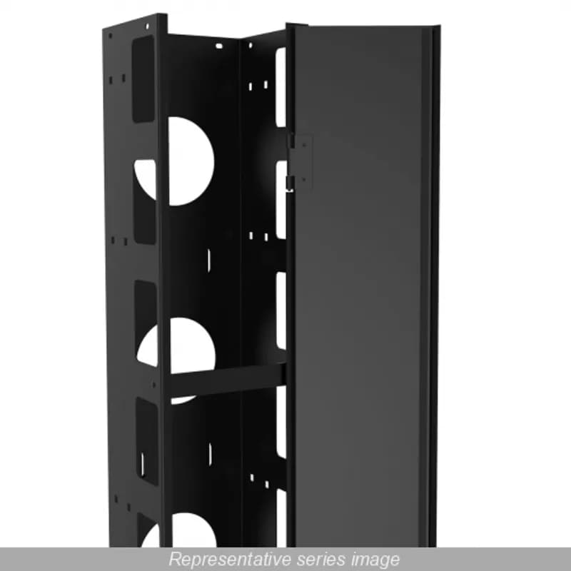 48U Heavy Duty 12" Wide by 6" deep vertical cable manager with hinged door