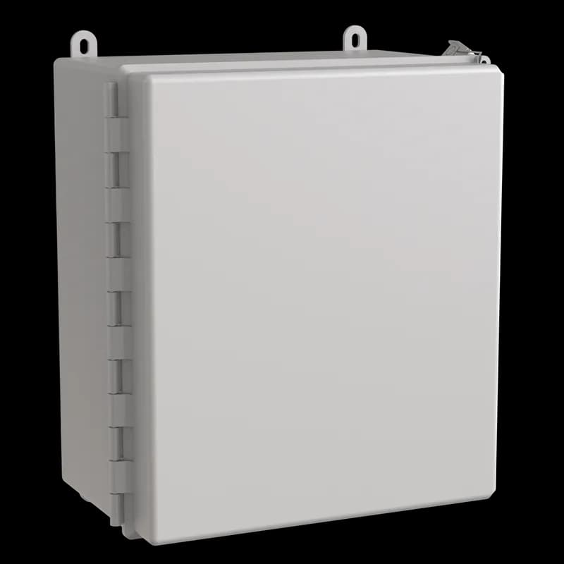 Continuous Hinge QR Cover Enclosure 4X, 14x12x8, Light Gray, Fiberglass