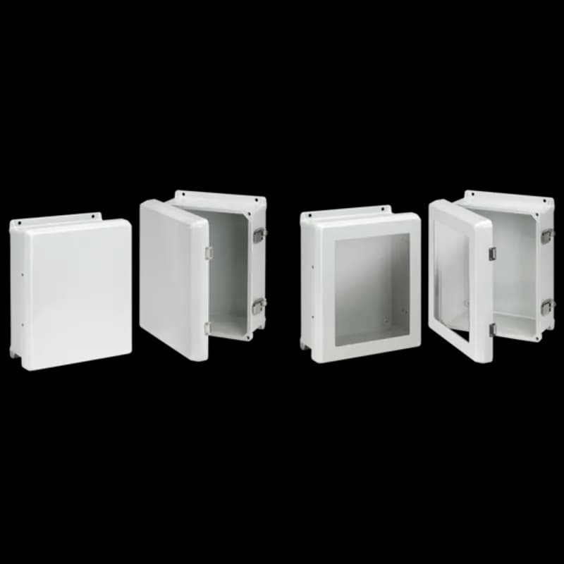Flat Cover with Latches Type 4X, 7.71x5.72x4.05, Lt Gray, Fiberglass