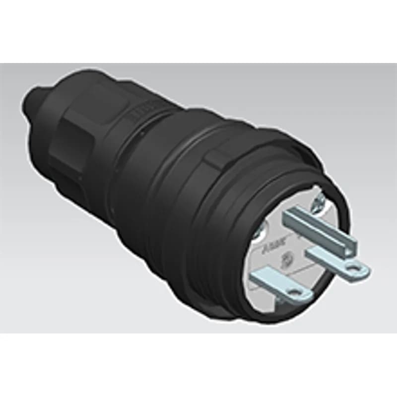 Watertite Extreme Extra-Hard Outdoor Use Plug, 2 Pole/3 Wire, NEMA 6-15, 250V, Cord Grip Body Size F2, Black, Silicone Husk