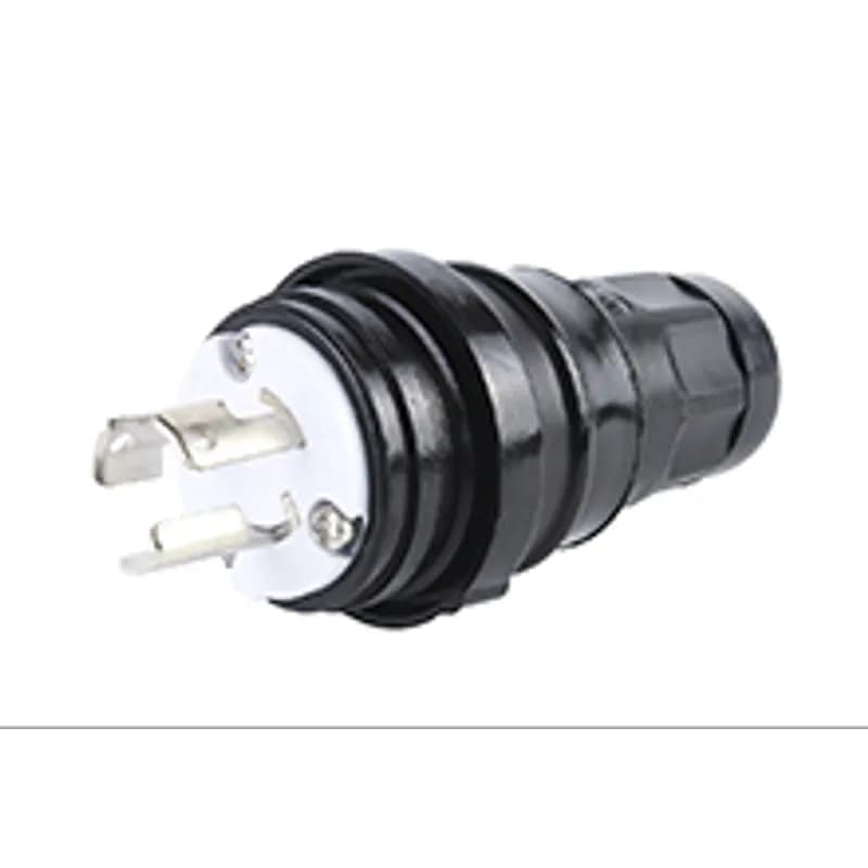 Watertite Extreme Plug with Locking Blade, 2 Pole/3 Wire, NEMA L7-15, 277V, Cord Grip Body Size F2, Black, Silicone Husk
