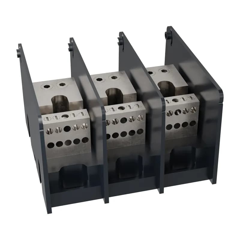 Open-Style PDB UL 1953 1000V 270A Tin-plated Aluminum - 350A 3-Pole 2 - 10 openings; 2/0-#14 --- #6-#14 Box to Box