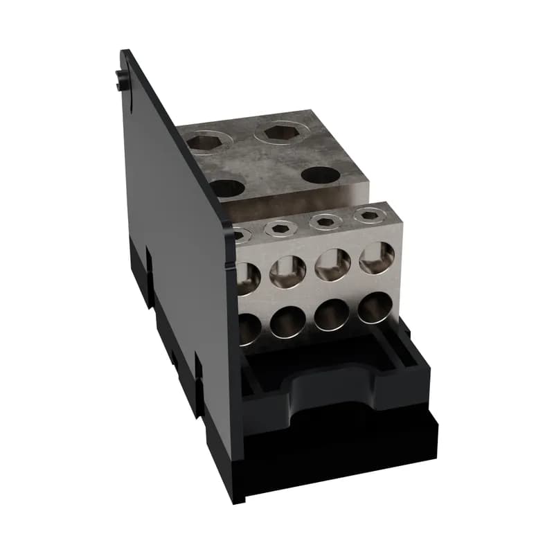 Mersen MPDB69350 - Open-Style PDB UL 1953 1000V 620A Tin-plated Aluminum - 760A Adder 2 - 8 openings; 500-#4 --- 2/0-#14 Box to Box