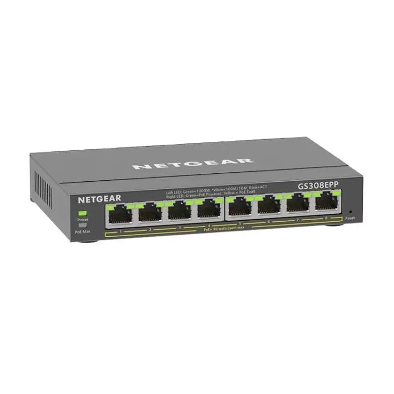 NETGEAR GS308EPP100NAS - 8PT GE PLUS SWCH W/ HI-PWR POE