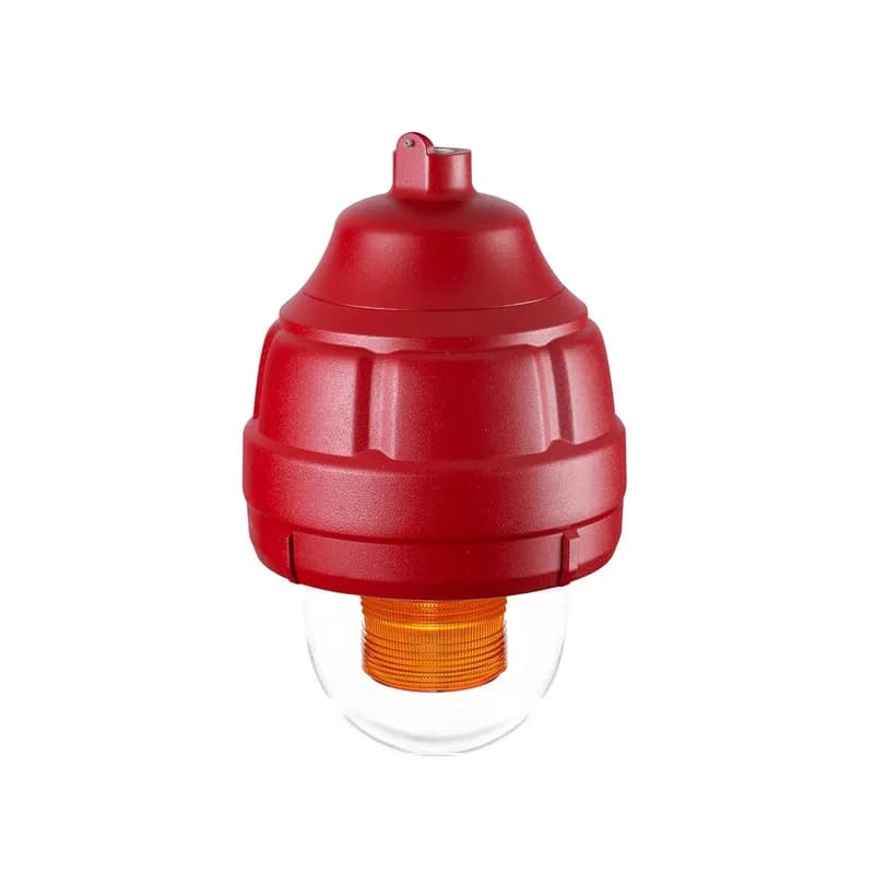 Strobe Light, Explosion-Proof, Supervised, Limited In-Rush, UL and cUL CID1, 24VDC, Red Housing, Amber, Mount Sold Separately