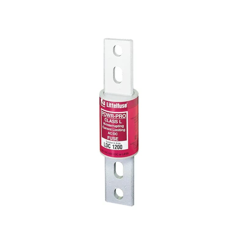 Littelfuse POWR-PRO® LDC series Class L fuses represent another first in fuse protection. LDC series fuses are the first UL Listed 600 volts AC and DC Class L fuse. Since they may be used for both AC and DC, they eliminate the concern that AC only fuses may be inserted into DC circuits. While LDC series fuses’ UL Listed DC interrupting rating is more than adequate for most applications (50,000 amperes at a 16 millisecond time constant), tests in our high power testing laboratory have shown that this remarkable fuse is capable of performing at much longer time constants. This makes the fuse uniquely suited for such applications as crane rail circuits and mass transit systems. Contact the factory for application information for special needs such as this. For AC-only systems, consider the use of POWR-PRO® KLPC series fuses. They have a full ten seconds time-delay at 500% rated current, and have a wider range of ratings.