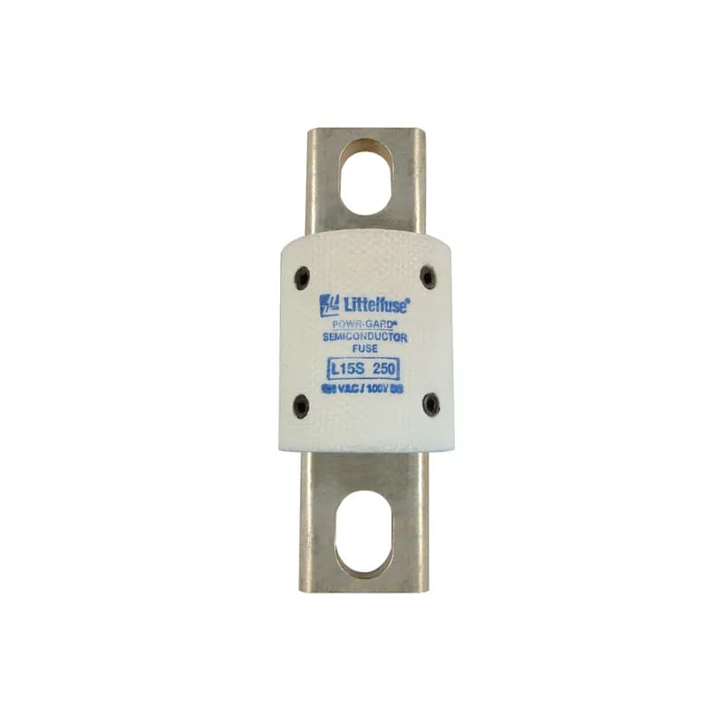The L15S series is a traditional North American Bolted style high-speed fuse for protection of power semiconductor devices that are rated up to 150 V ac and up to 150 V dc Littelfuse POWR-SPEED ® products offer optimized circuit protection at the extremely fast speed required to protect power semiconductor devices such as silicon controlled rectifiers (SCR’s), diodes, thyristors, triacs, transistors, and similar solid-state devices. These devices are used in power equipment including variable speed drives, power rectifiers, UPS systems, dc power supplies, and in a wide range of electronic equipment. May be used wherever extremely fastacting, current-limiting fuses with no time delay are required.