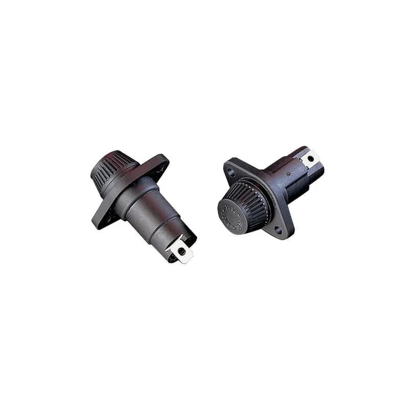 Panel mount fuseholders are available for supplementary or Class CC branch circuit protection. Class CC fuses have a rejection feature on one end cap which mates with the rejection feature of Littelfuse Class CC fuse blocks and fuseholders to prevent the installation of fuses with lower voltage ratings or interrupting ratings. Watertight version must be front panel mounted.