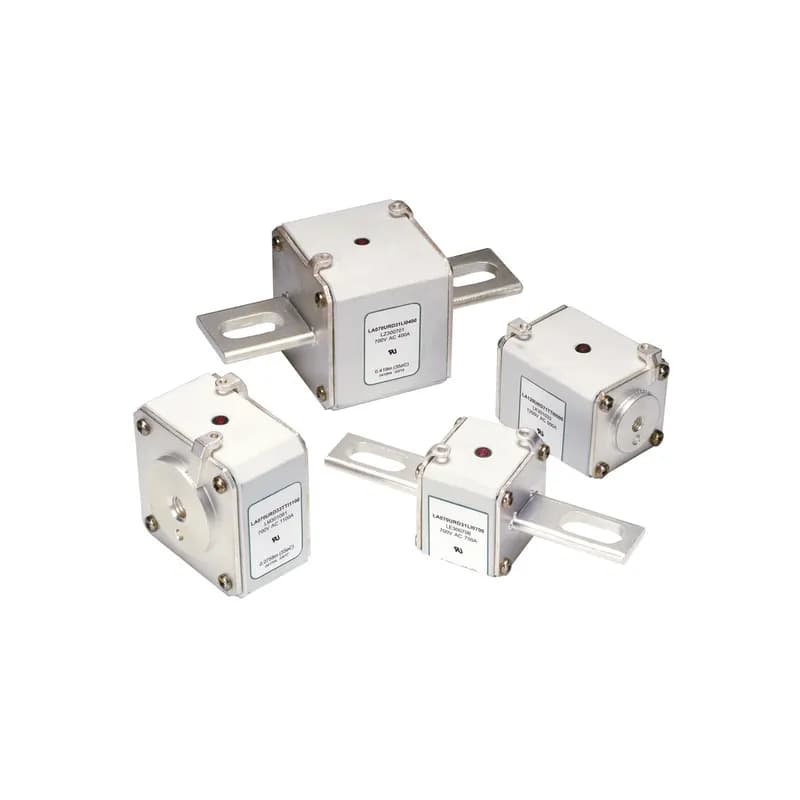 Littelfuse's North American style square body semiconductor fuses provide maximum flexibility in equipment design and ultimate protection for today's power conversion equipment. Available in different body sizes and multiple mounting styles, the broad range of ampere ratings allows great flexibility in equipment design. Engineered to provide state-of-the-art protection for SCR, diodes, thyristors, GTO, and IGBT devices, Littelfuse square body fuses have pure die-cut elements embedded in solidified sand to control arcing and lower l2t. All fuses are also equipped with a blown fuse trip indicator. Features: Choice of mounting styles provides a wide choice for equipment design. Broad range of ampere ratings in a given body size for design flexibility. Very low l2t minimizes damage to protected components. Superior cycling ability for long, reliable life on high cyclic loading. Extremely fast-acting and current limiting for improved protection to equipment. Applications: Protection of rectifiers, inverters, DC drives, UPS systems, reduced voltage motor starters, and other equipment in globally accepted applications.