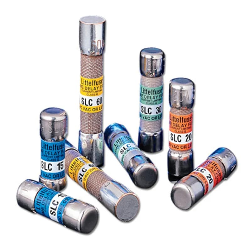 The unique design of Littelfuse’s compact SLC series Class G fuses provide additional time-delay over competitive products which increases system reliability. Compact Class G fuses were the first fuse series to approach midget fuse dimensions and meet NEC requirements for branch-circuit protection. The unique dimensions of SLC series Class G fuses prevents insertion of lower voltage fuses in Class G fuse holders. The fuse’s varying length prevents insertion of higher ampere rated fuses in fuse holders designed for lower ampere ratings. Class CC fuses are replacing Class G fuses in many new designs. Class CC fuses’ superior time delay plus higher voltage and interrupting ratings meet the needs of modern circuits. Littelfuse’s introduction of POWR-PRO® CCMR series fuses, with ratings up to 60 Amperes for providing branch circuit protection, are accelerating this trend.