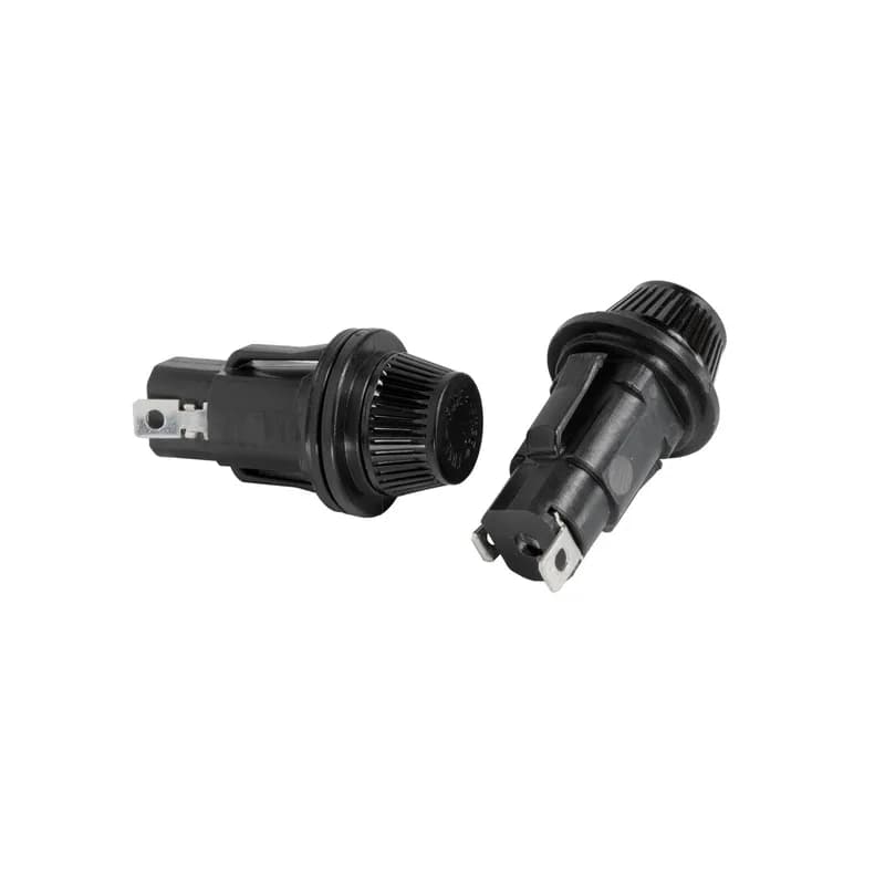 The 572 series panel mount fuse holders are designed to minimize installation time. The unique design incorporates a snap-mount feature that allows the holder to be installed without any tools or mounting hardware. Features and Benefits: Installs without any tools or fasteners. For Class CC and Midget fuses. Watertight Versions Available. Attached wire leads are possible for further assembly time reduction. Voltage Rating: 600 Volts. Ampere Rating: 30 Amperes for Class CC and Midget fuses.