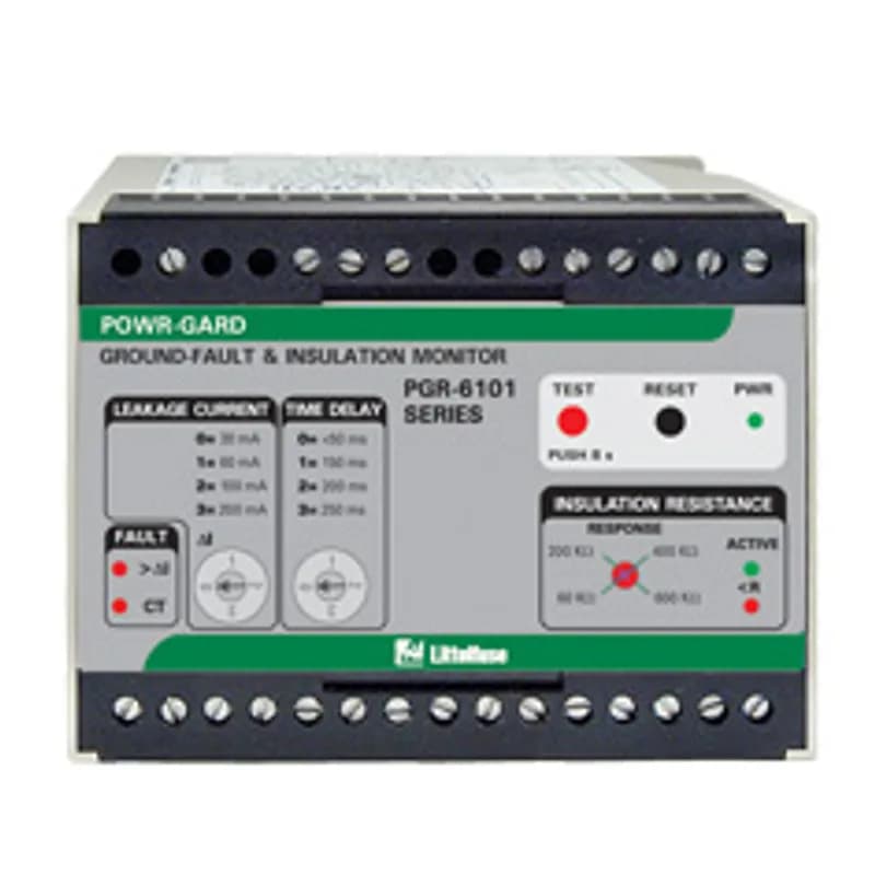 Motor Protection Relays. The PGR-6101 combines the features of a ground-fault protection relay and insulation monitor into one unit. It protects against ground faults by monitoring insulation resistance when the motor is de-energized and by monitoring ground-fault current when the motor is energized. ThePGR-6101 features two separate analog outputs for optionalcurrent and ohm meters, and two separate alarm relays. It operates on one- or three-phase solidly grounded, resistance grounded and ungrounded systems up to 6 kV.
