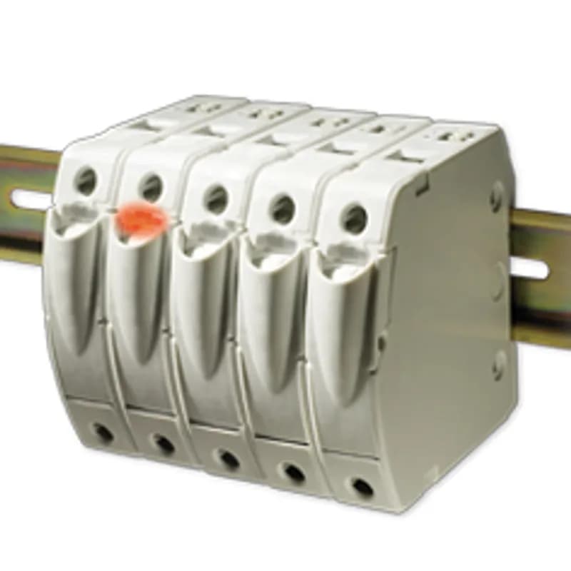 3 POLE Up-LINK POWR-SAFE MIDGET HOLDER. The Littelfuse Up-LINK solid state, dead-front fuse holder provides remote fuse status indication without the need to incorporate proprietary network protocols. Advanced notification is beneficial in limiting expensive downtime, reducing production scrap or minimizing unsafe conditions to personnel. Up-LINK provides remote fuse status communication that can easily integrate with an existing PLC or system. If used in conjunction with a user-programmed PLC, additional information can be communicated such as fuse type, fuse part number, necessary Personnel Protective Equipment (PPE) and where replacement fuses are located. Standard Features: Cost-effective solution for remote fuse status indication and local LED indication. Easy integration into existing PLC or system. Current-limiting Class CC fuses provide superior protection with high interrupting rating. Meets stringent IEC and UL Touch Safe Standards to improve worker safety. Time-saving DIN Rail mounting.