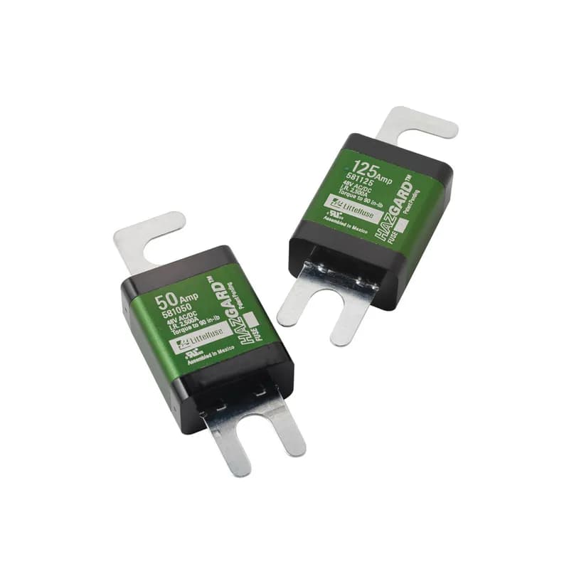 Littelfuse 581425 - HAZGARD fuses are designed to provide overcurrent protection for forklifts and other low voltage equipment used in hazardous locations. This product is UL 248 recognized and has been evaluated for the use in UL 583 type EE and ES applications. Unique design does not require an explosion proof enclosure, saving assembly costs.