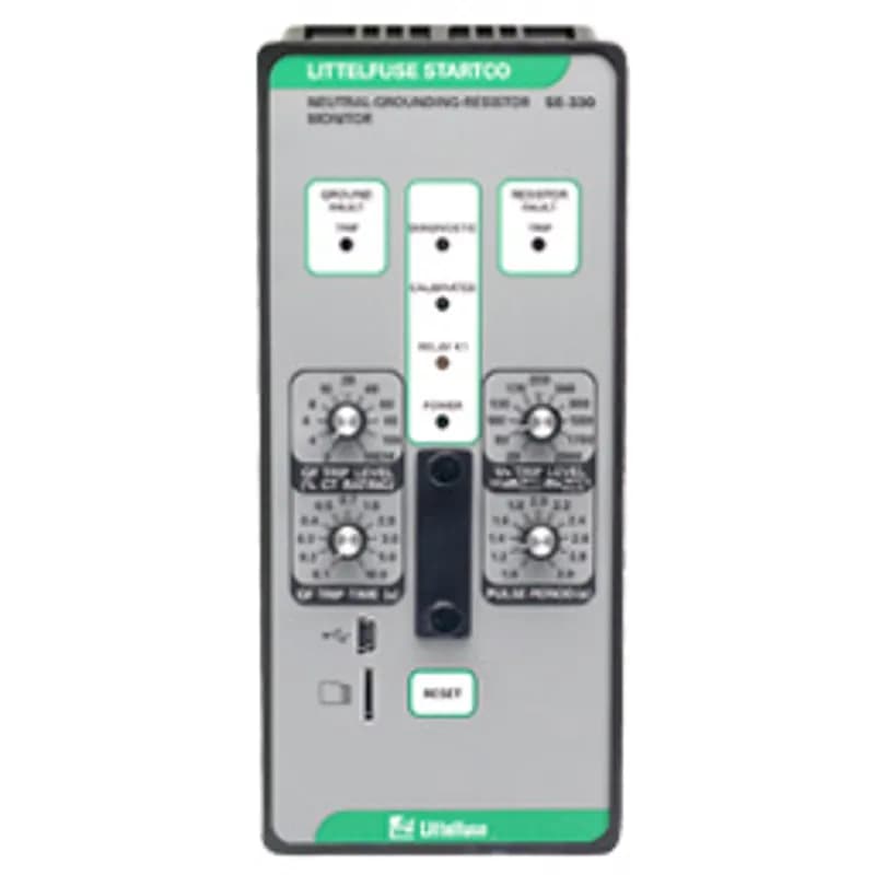 NGR MONITOR 48-VDC ETHERNET CE. The SE-330 is an advanced ground-fault and neutral-grounding resistor monitoring relay. It measures neutral current, neutral-to ground voltage, and neutral-to-ground resistance. It provides continuous monitoring of the neutral-to-ground path to verify that the neutral-grounding resistor (NGR) is intact. This is of utmost importance—an open NGR renders current-sensing ground-fault protection inoperative and could result in a false belief that the system is functioning properly. The SE-330 can be used with low- and medium-voltage transformers and generators with low- or high-resistance grounding used in processing, manufacturing, chemical, pulp and paper, petroleum,and water-treatment facilities. For high-voltage applications, use the SE-330HV. For applications that require conformance to Australian standard AS/NZS 2081.3:2002, see the SE-330AU. The SE-330 New Revision provides these additional features: 100 trip records with date and time stamp. A mini-USB interface to view measured values, configure settings and check event records using SE-MON330 v3.2 or later. An on-board microSD card (included) can be used for long term data logging and firmware upgrades. Ground-fault trip level is adjustable from 2 to 100percent in 10 discrete settings, and in 1percent increments when using the MEM setting and SE-MON330 v3.2 or later. Dual Ethernet ports are optionally available with support for fiber and RJ45 interfaces. IEC 61850 protocol is optionally available. COMPUTER TO RELAY CONNECTION: Connect the SE-330 to the network using astandard Ethernet patch cable. Use of a crossover cable to connect the SE-330 directly to the computer running IP-Config is not recommended. A typical router will assign an IP address to all connected computers that are using DHCP. The SE-330 does not support the use of DHCP. If the SE-330 is being set-up for first time, it is recommended to only have one SE-330 connected to the network to prevent communication errors.