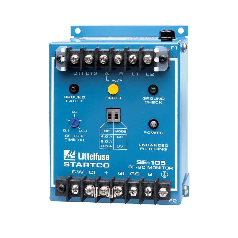 The SE-105/SE-107 is a combination ground-wire monitor and ground-fault relay for resistance-grounded systems. It continuously monitors the integrity of the ground conductor to protect portable equipment from hazardous voltages caused by ground faults. The SE-105/SE-107 is an excellent choice for trailing cables 5 kV and under in underground mining applications. For higher voltages or long-cable applications, see the SE-134C/SE-135.