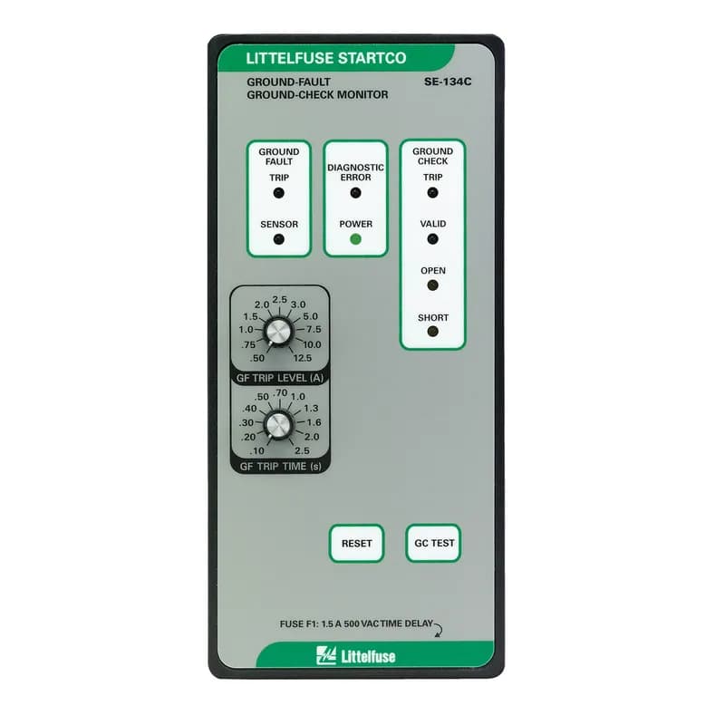 The SE-134C/SE-135 is a microprocessor-based, combination ground-wire monitor and ground-fault relay for resistance-grounded or solidly grounded systems. It continuously monitors the integrity of the ground conductor to protect portable equipment from hazardous voltages caused by ground faults. The SE-134C/SE-135 is field proven in monitoring trailing cables on large mobile equipment such as drag-lines, mining shovels, shore-to-ship power cables, dock-side cranes, stacker-reclaimers, submersible pumps, and portable conveyors.