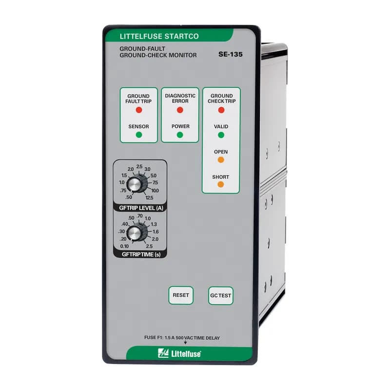 The SE-134C/SE-135 is a microprocessor-based, combination ground-wire monitor and ground-fault relay for resistance grounded or solidly grounded systems. It continuously monitors the integrity of the ground conductor to protect portable equipment from hazardous voltages caused by ground faults. The SE-134C/SE-135 is field proven in monitoring trailing cables on large mobile equipment such as drag-lines, mining shovels, shore-to-ship power cables, dock-side cranes, stacker-reclaimers, submersible pumps, and portable conveyors.