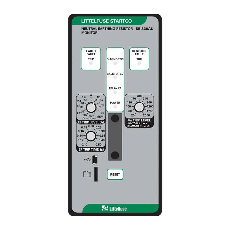 SE-330AU-03-00 is an advanced neutral-earthing resistor monitor with a supply voltage ac of 65–265 and a supply voltage dc of 85–275. Network communications is offered via USB; Ethernet (Dual RJ45).