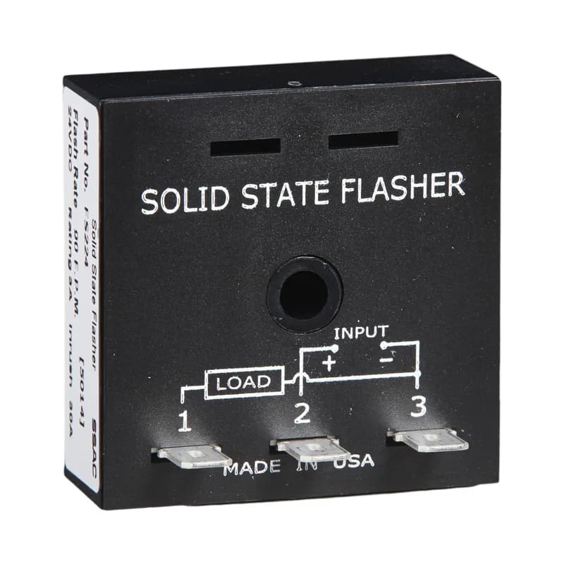 The FS200 Series may be used to control inductive, incandescent, or resistive loads. Factory fixed flash rate of 45 or 90 FPM or may be ordered with a fixed custom flash rate ranging from 10 to 180 FPM. Encapsulation provides protection against shock, vibration, and humidity. Uniform performance, high inrush current capability, and low RFI, make this series ideal for general industrial applications. Operation: Upon application of input voltage, the T2 OFF time begins. At the end of the OFF time, the T1 ON time begins and the load energizes. At the end of T1, T2 begins and the load de-energizes. This cycle repeats until input voltage is removed. Reset: Removing input voltage resets the output and the sequence to T2.