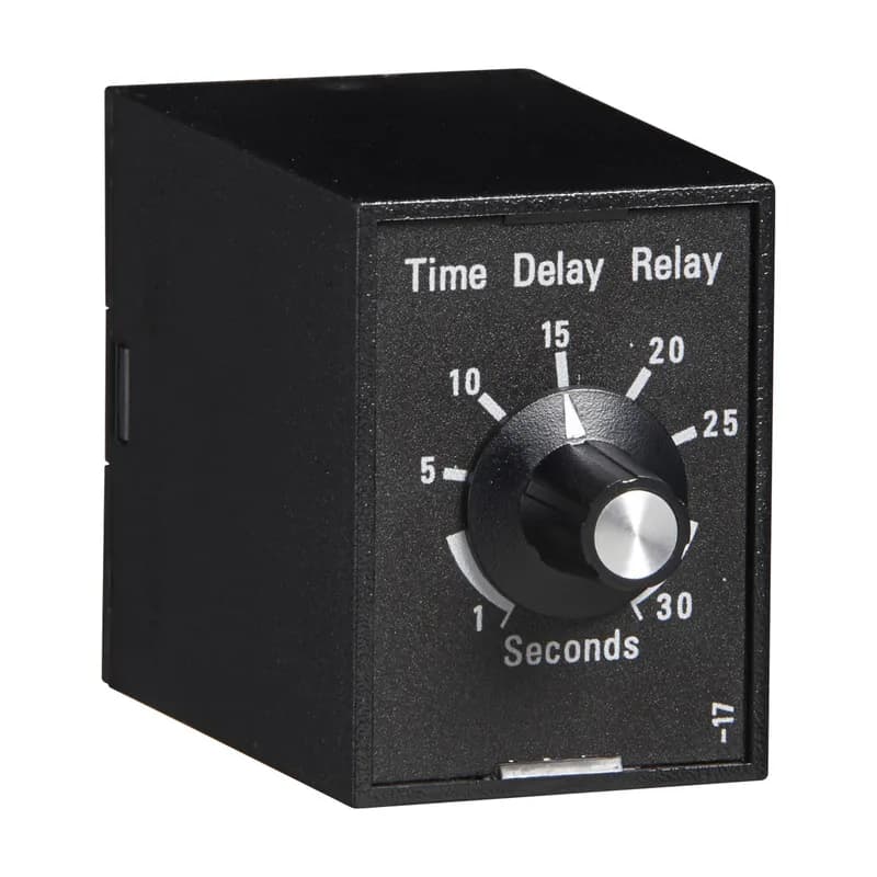 The TRB Series combines an isolated, 10A electromechanical relay output with analog timing circuitry. False trigger of the TRB by a transient is unlikely because of the complete isolation of the circuit from the line prior to initiation. The initiate contact is common to one side of the line and may be utilized to operate other loads. Installation is easy due to the TRB’s industry standard 8- or 11-pin plug-in base wiring. Operation (Delay-on-Break): Input voltage must be applied before and during timing. Upon closure of the initiate switch, the output relay energizes. The time delay begins when the initiate switch is opened (trailing edge triggered). The output remains energized during timing. At the end of the time delay, the output de-energizes. The output will energize if the initiate switch is closed when input voltage is applied. Reset: Reclosing the initiate switch during timing resets the time delay. Loss of input voltage resets the time delay and output.
