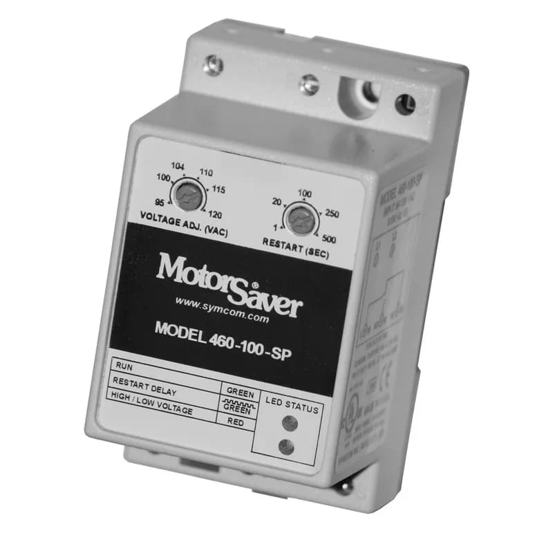 Littelfuse 460-200-SP - The 460-100-SP is used on 95-120VAC, 50*/60Hz single-phase motors and the 190-240VAC, 50*/60Hz single-phase motors to protect them from damaging high and low voltage conditions. An adjustment knob allows the user to set a 1-500 second restart delay. The variable restart delay is also a power-up delay and can be utilized to stagger-start motors on the same system. A unique microcontroller-based, voltage-sensing circuit constantly monitors the voltage to detect harmful power line conditions. When a harmful condition is detected, the relay’s output relay is deactivated after a specified trip delay. The output relay reactivates after power line conditions return to an acceptable level and a specified amount of time has elapsed (restart delay). The trip delay prevents nuisance tripping due to rapidly fluctuating power line conditions.