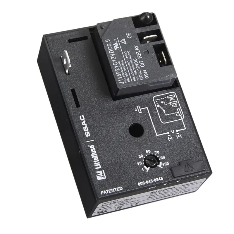 The HRDI Series combines an electromechanical relay output with microcontroller timing circuitry. It offers 12 to 230V operation in five ranges and factory fixed, external, or onboard adjustable time delays with a repeat accuracy of ±0.5%. The output contact rating allows for direct operation of heavy loads, such as compressors, pumps, blower motors, heaters, etc. This series is ideal for OEM applications where cost is a factor. Operation (Interval): Upon application of input voltage, the time delay begins. The output relay is energized during the time delay. At the end of the time delay, the output de-energizes and remains de-energized until input voltage is removed. Reset: Removing input voltage resets the time delay and the output.