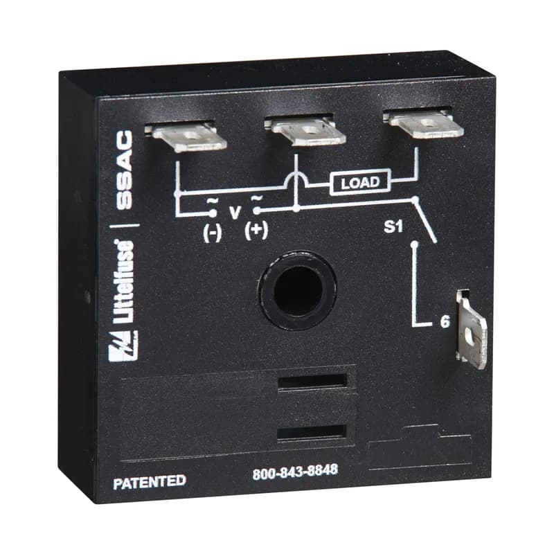 The KSDS Series is ideal for applications that require momentary start interval timing including dispensing, exposure timing, or pulse shaping. This series is available for both AC and DC voltages. This series is designed for general purpose commercial and industrial applications where a small, cost effective, reliable solid-state timer is required. The factory calibration for fixed time delays is within 5% of the target time delay. The repeat accuracy, under stable conditions, is 0.5% of the selected time delay. Time delays of 0.1 seconds to 1000 minutes are available in 6 ranges. The output is rated 1A steady and 10A inrush. The modules are totally solid state and encapsulated to protect the electronic circuitry. Operation (Single Shot): Input voltage must be applied before and during timing. Upon momentary or maintained closure of the initiate switch (leading edge triggered), the output energizes for a measured interval of time. At the end of the delay, the output de-energizes. Opening or reclosing the initiate switch during timing has no affect on the time delay. The output will not energize if the initiate switch is closed when input voltage is applied. Reset: Reset occurs when the time delay is complete and the initiate switch is opened. Loss of input voltage resets the time delay and output.
